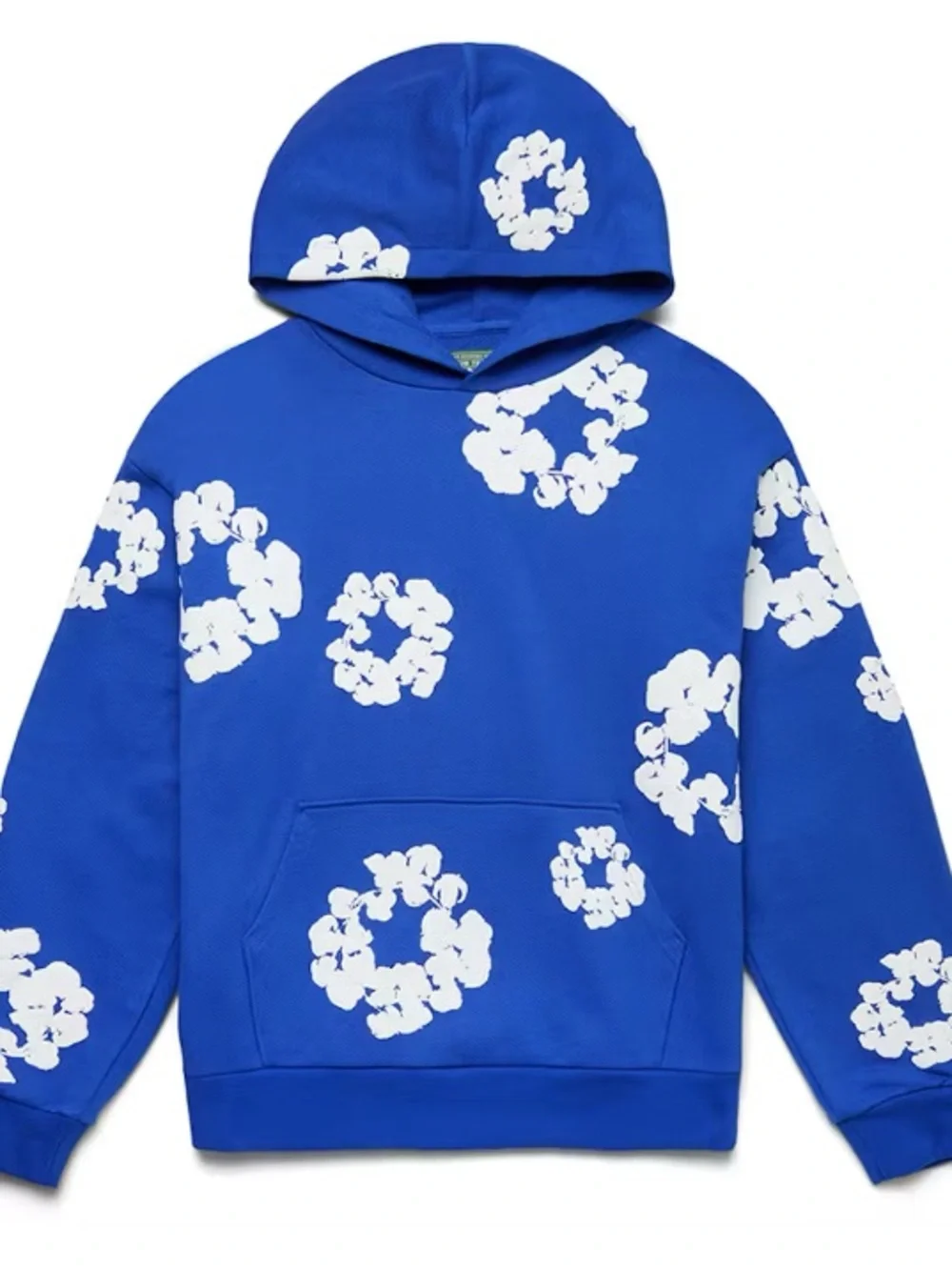 Blue Floral Zip-Up Men's Sweater Hoodie
